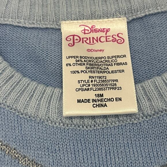 Disney Princess Cinderella 18M Blue And Silver Sweater Dress - Picture 3 of 6